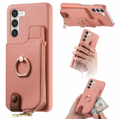 

For Samsung Galaxy S23+ 5G Litchi Leather Oil Edge Ring Zipper Wallet Back Phone Case(Pink)