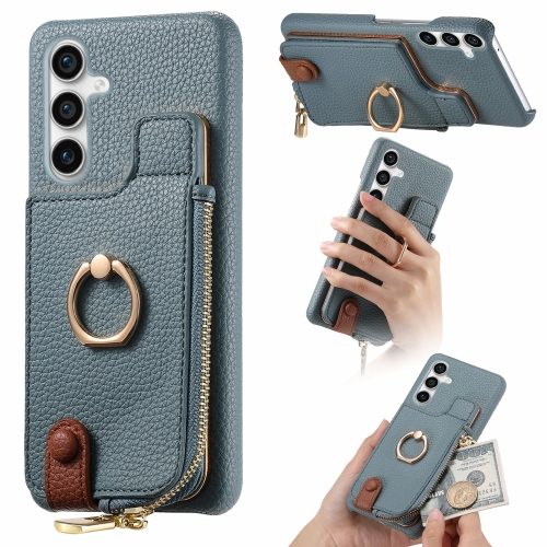 

For Samsung Galaxy S23 FE 5G Litchi Leather Oil Edge Ring Zipper Wallet Back Phone Case(Blue)