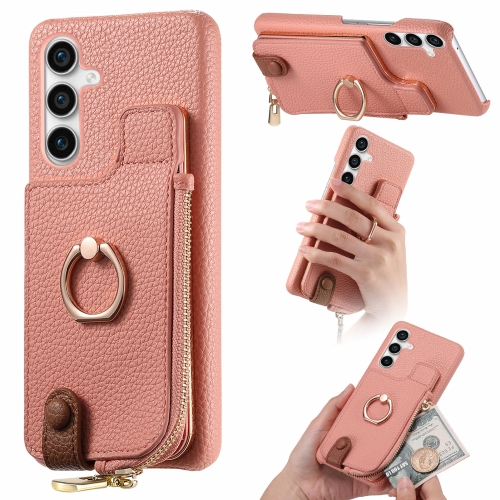 

For Samsung Galaxy S23 FE 5G Litchi Leather Oil Edge Ring Zipper Wallet Back Phone Case(Pink)