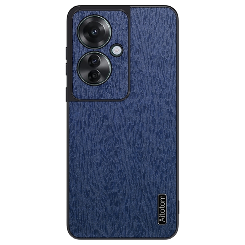 

For OPPO Reno11 F Tree Bark Leather Shockproof Phone Case(Blue)