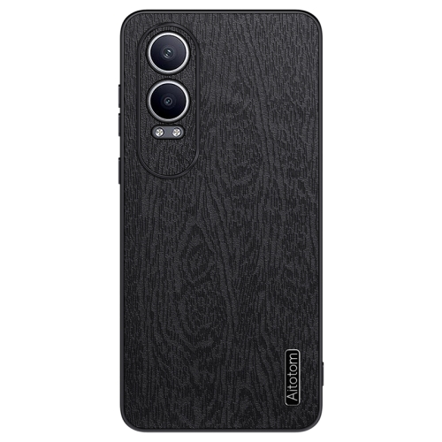 

For OPPO K12X Tree Bark Leather Shockproof Phone Case(Black)
