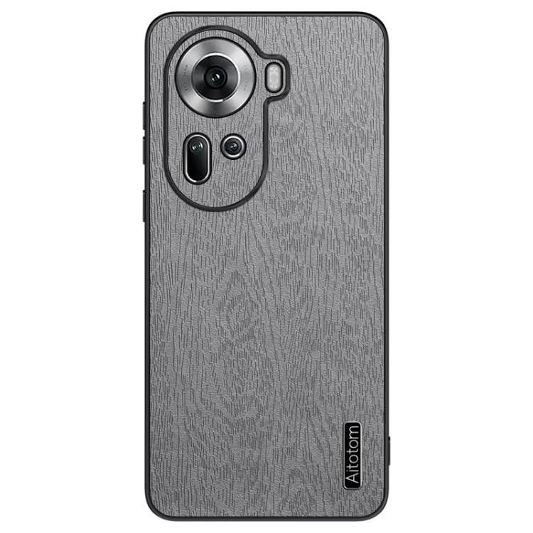 

For OPPO Reno11 Global Tree Bark Leather Shockproof Phone Case(Grey)