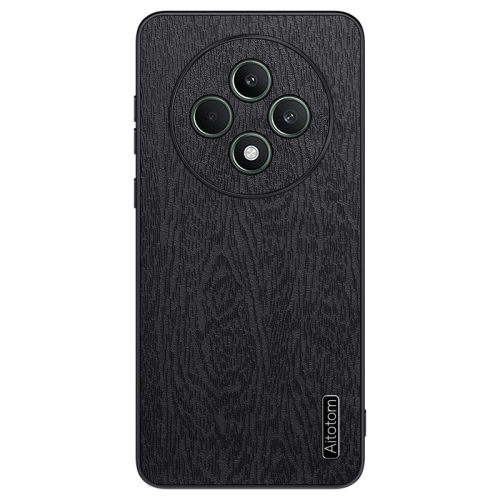 

For OPPO Reno12 F 5G Tree Bark Leather Shockproof Phone Case(Black)