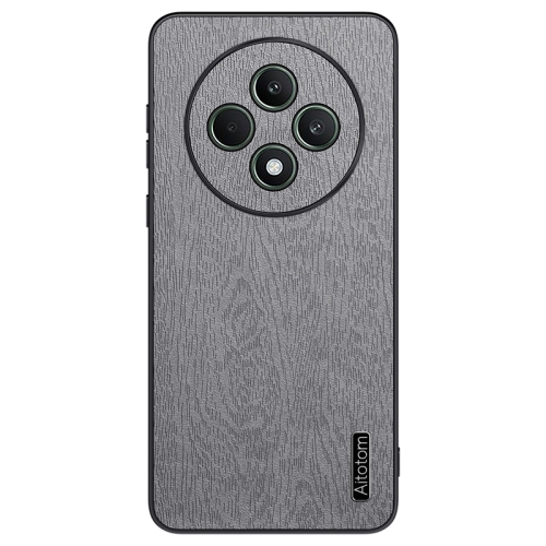 

For OPPO Reno12 F 5G Tree Bark Leather Shockproof Phone Case(Grey)