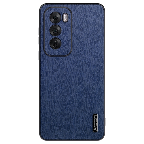 

For OPPO Reno12 Pro Global Tree Bark Leather Shockproof Phone Case(Blue)