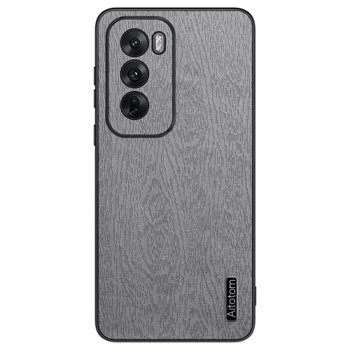 

For OPPO Reno12 Pro Global Tree Bark Leather Shockproof Phone Case(Grey)