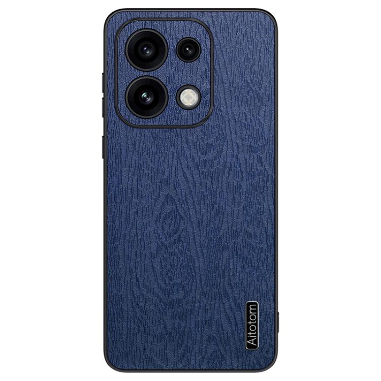 For OPPO Reno16 Pro Global Tree Bark Leather Shockproof Phone Case(Blue)