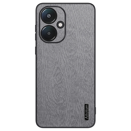 

For Xiaomi Redmi 13C 5G Tree Bark Leather Shockproof Phone Case(Grey)