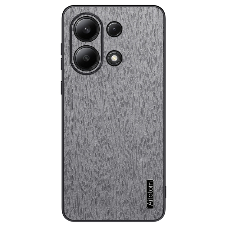 

For Xiaomi Redmi Note 13 4G Tree Bark Leather Shockproof Phone Case(Grey)