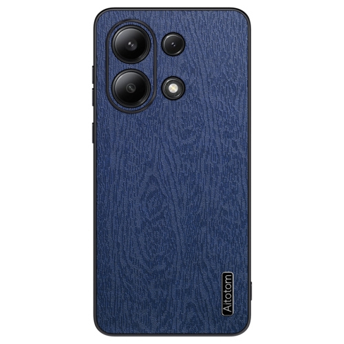 

For Xiaomi Redmi Note 13 4G Tree Bark Leather Shockproof Phone Case(Blue)