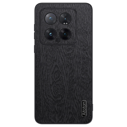 

For Xiaomi 14 Tree Bark Leather Shockproof Phone Case(Black)