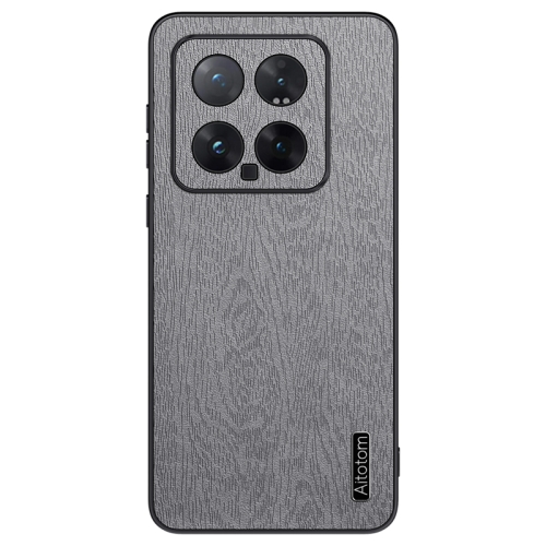 

For Xiaomi 14 Tree Bark Leather Shockproof Phone Case(Grey)