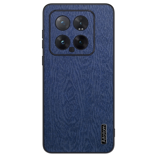 

For Xiaomi 14 Tree Bark Leather Shockproof Phone Case(Blue)