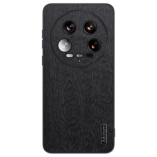 

For Xiaomi 14 Ultra Tree Bark Leather Shockproof Phone Case(Black)