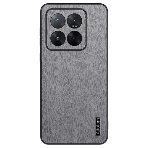 

For Xiaomi 14 Pro Tree Bark Leather Shockproof Phone Case(Grey)
