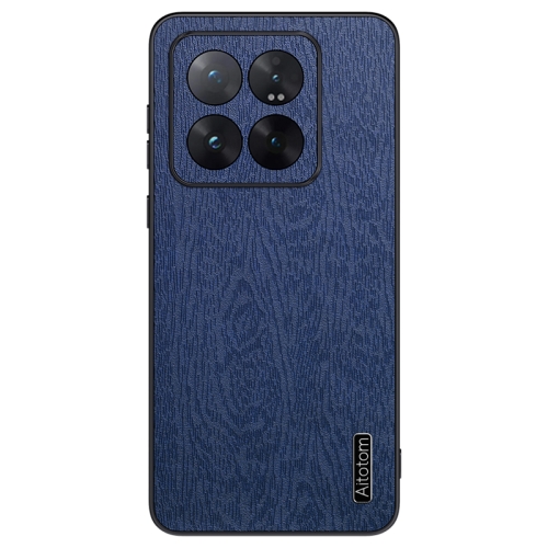 

For Xiaomi 14 Pro Tree Bark Leather Shockproof Phone Case(Blue)