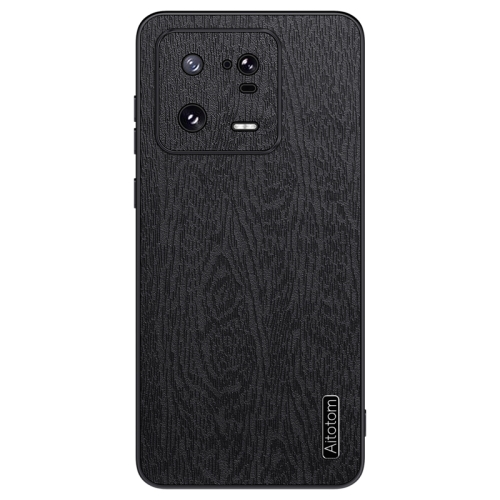 

For Xiaomi 13 Pro Tree Bark Leather Shockproof Phone Case(Black)
