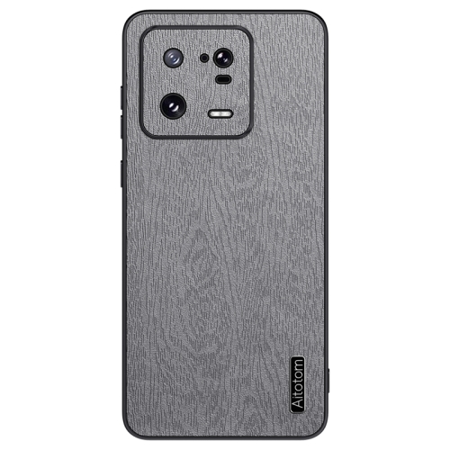 

For Xiaomi 13 Pro Tree Bark Leather Shockproof Phone Case(Grey)