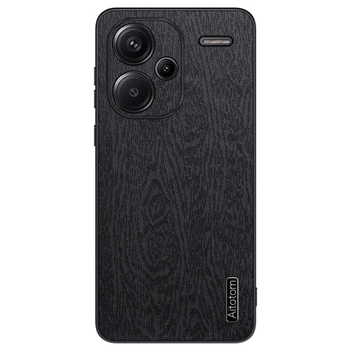 

For Xiaomi Redmi Note 13 Pro+ Tree Bark Leather Shockproof Phone Case(Black)