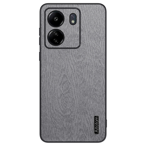 

For Xiaomi Redmi 13C Tree Bark Leather Shockproof Phone Case(Grey)