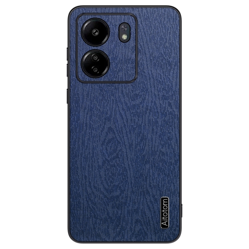 

For Xiaomi Redmi 13C Tree Bark Leather Shockproof Phone Case(Blue)