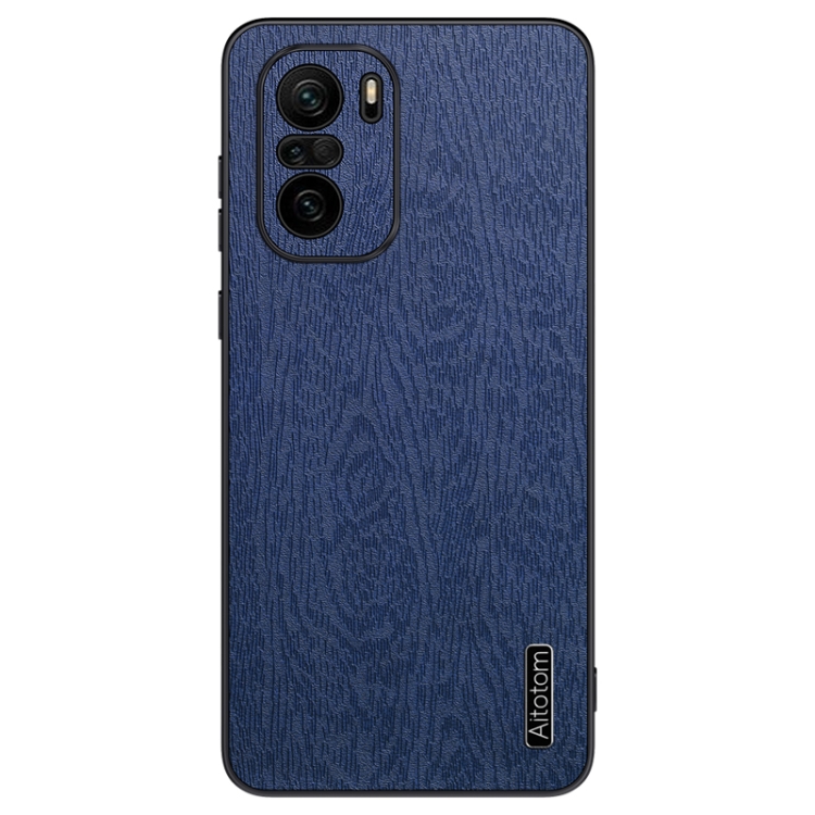 

For Xiaomi Redmi K40 Tree Bark Leather Shockproof Phone Case(Blue)