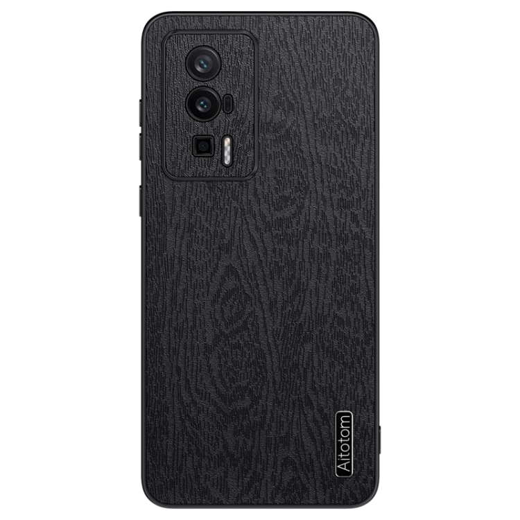 

For Xiaomi Redmi K60 Pro Tree Bark Leather Shockproof Phone Case(Black)