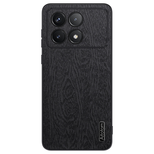 

For Xiaomi Redmi K70 Tree Bark Leather Shockproof Phone Case(Black)