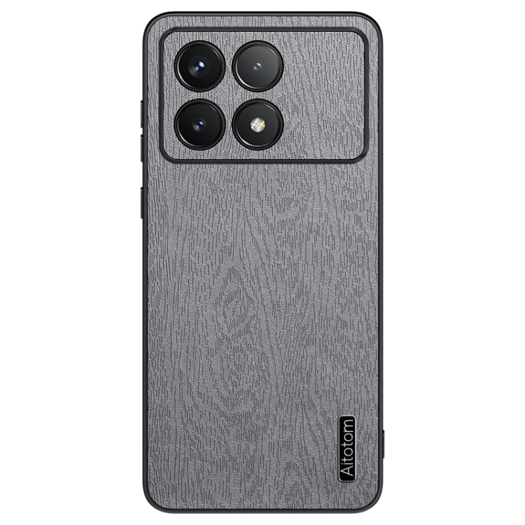 

For Xiaomi Redmi K70 Tree Bark Leather Shockproof Phone Case(Grey)