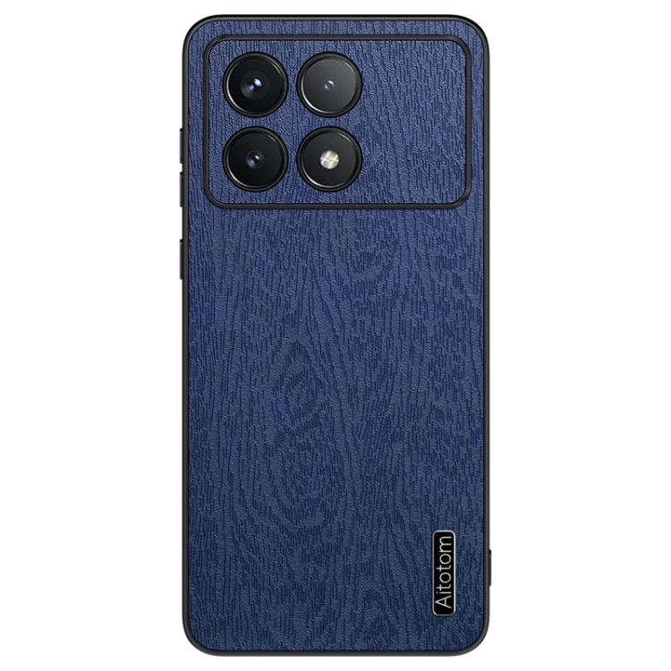 

For Xiaomi Redmi K70 Tree Bark Leather Shockproof Phone Case(Blue)