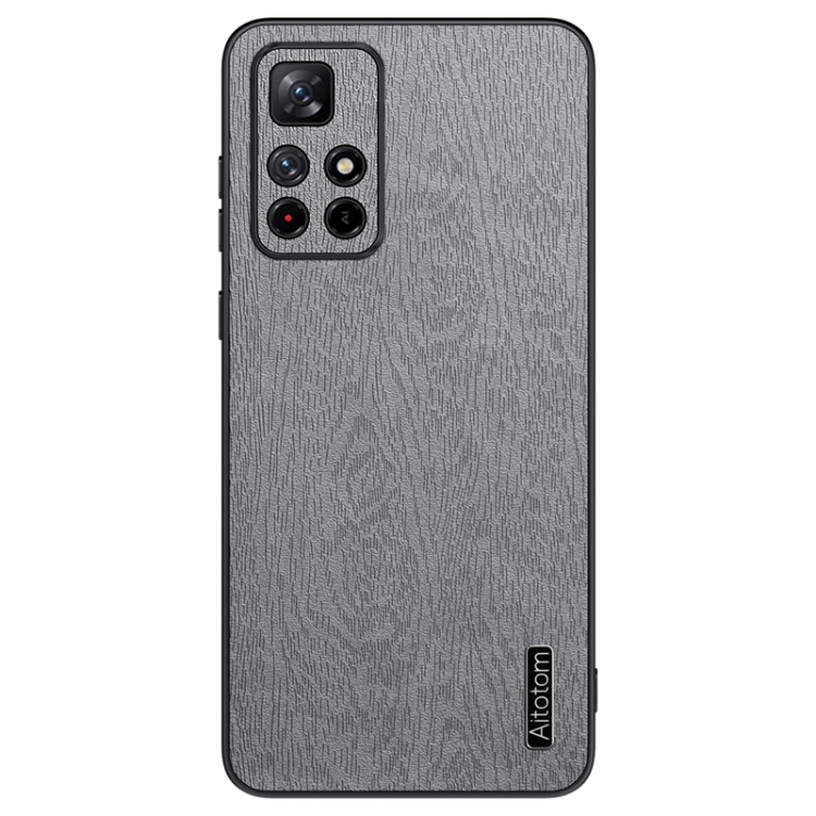 

For Xiaomi Redmi Note 11 5G Tree Bark Leather Shockproof Phone Case(Grey)
