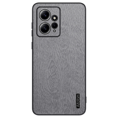 

For Xiaomi Redmi Note 12 4G Global Tree Bark Leather Shockproof Phone Case(Grey)