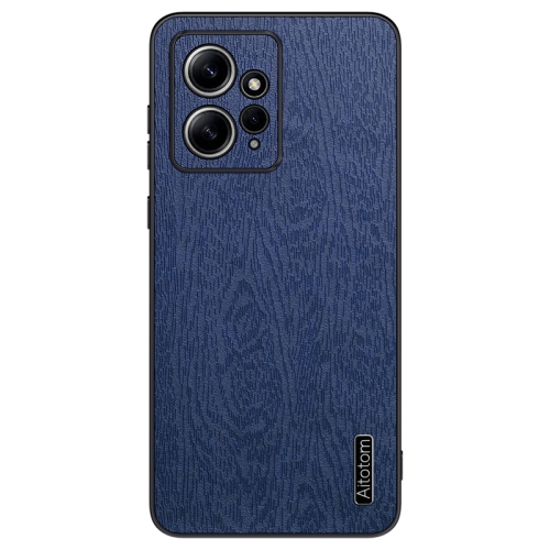 

For Xiaomi Redmi Note 12 4G Global Tree Bark Leather Shockproof Phone Case(Blue)