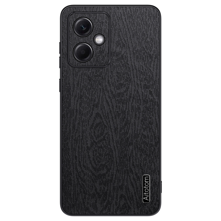 

For Xiaomi Redmi 12 5G Tree Bark Leather Shockproof Phone Case(Black)