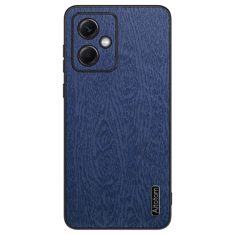 

For Xiaomi Redmi 12 5G Tree Bark Leather Shockproof Phone Case(Blue)