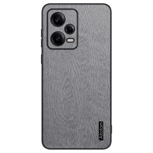 

For Xiaomi Redmi Note 12 Pro 5G Tree Bark Leather Shockproof Phone Case(Grey)