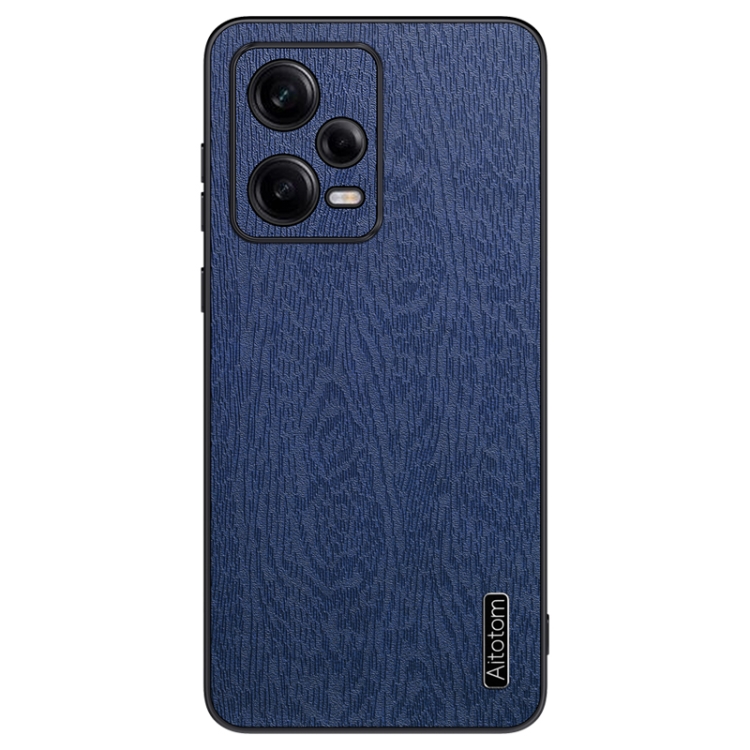 

For Xiaomi Redmi Note 12 Pro 5G Tree Bark Leather Shockproof Phone Case(Blue)