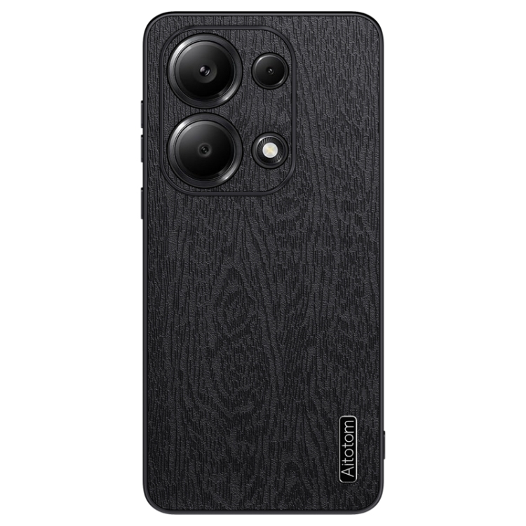 

For Xiaomi Redmi Note 13 Pro 4G Tree Bark Leather Shockproof Phone Case(Black)