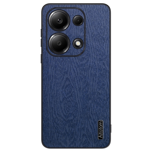 

For Xiaomi Redmi Note 13 Pro 4G Tree Bark Leather Shockproof Phone Case(Blue)