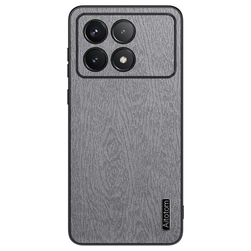 

For Xiaomi Redmi K70E Tree Bark Leather Shockproof Phone Case(Grey)