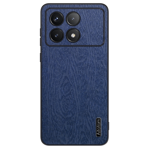 

For Xiaomi Redmi K70E Tree Bark Leather Shockproof Phone Case(Blue)