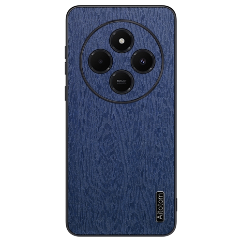 

For Xiaomi Redmi 14C 4G Tree Bark Leather Shockproof Phone Case(Blue)