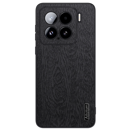 

For Xiaomi 15 Tree Bark Leather Shockproof Phone Case(Black)