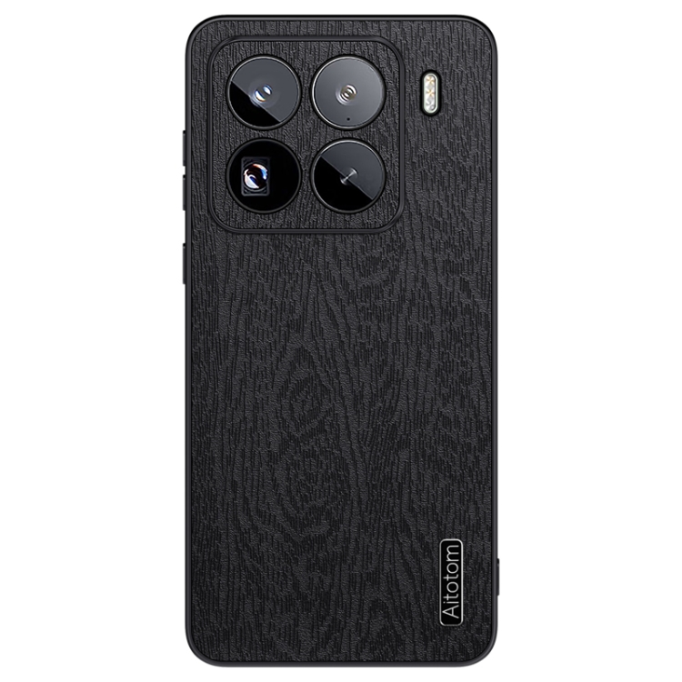 

For Xiaomi 15 Pro Tree Bark Leather Shockproof Phone Case(Black)