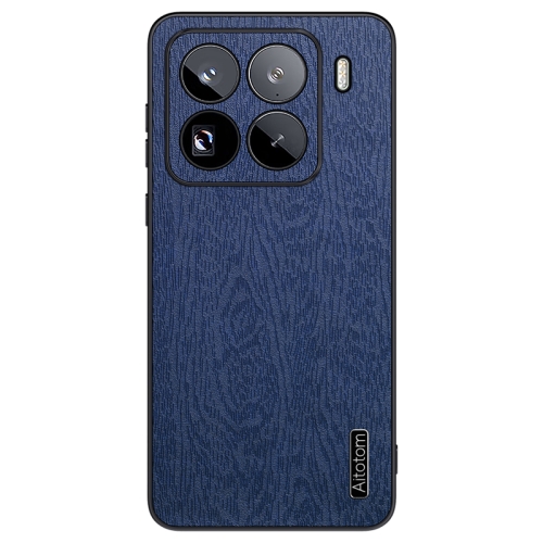 

For Xiaomi 15 Pro Tree Bark Leather Shockproof Phone Case(Blue)