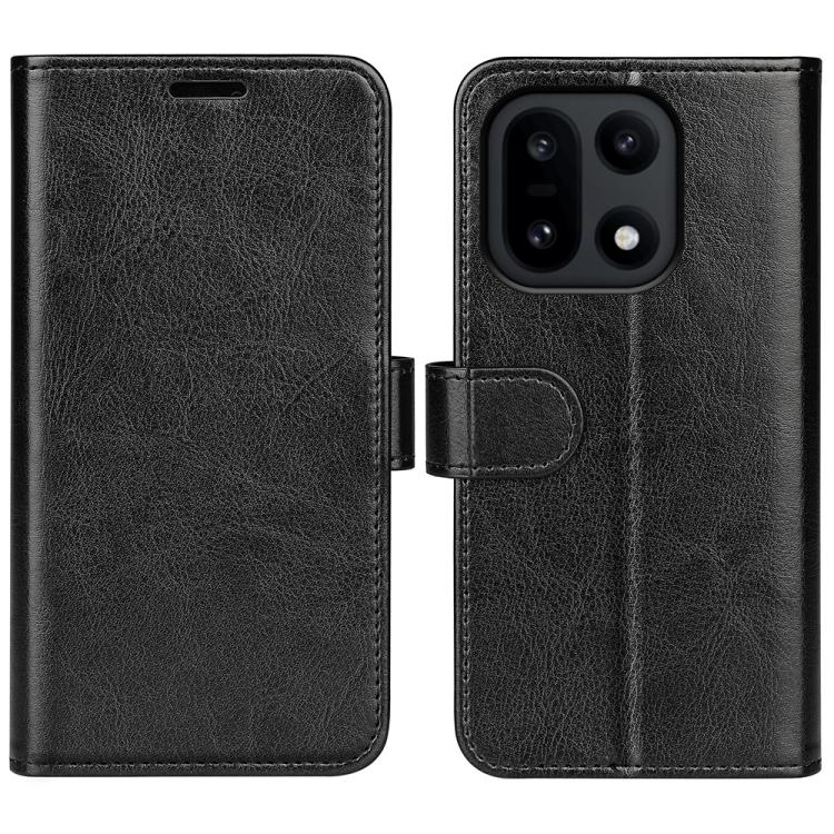 

For OnePlus 15 R64 Texture Horizontal Flip Leather Phone Case(Black)