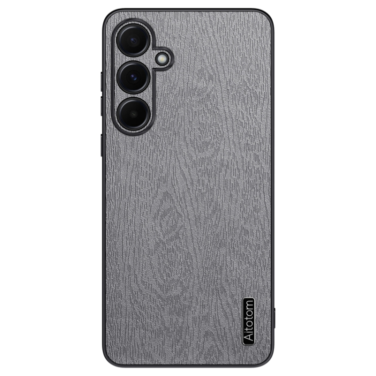 

For Samsung Galaxy A55 Tree Bark Leather Shockproof Phone Case(Grey)