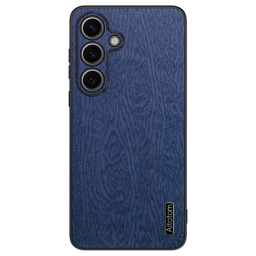 

For Samsung Galaxy S23 FE 5G Tree Bark Leather Shockproof Phone Case(Blue)