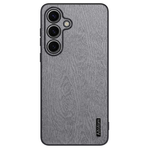 

For Samsung Galaxy S23 FE 5G Tree Bark Leather Shockproof Phone Case(Grey)