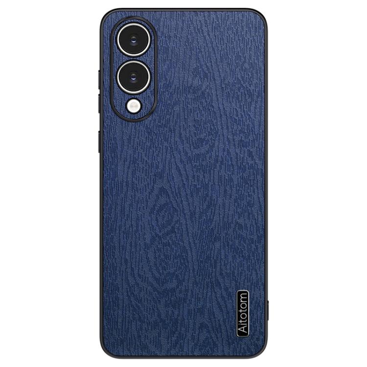 

For Samsung Galaxy S25 Edge 5G Tree Bark Leather Shockproof Phone Case(Blue)